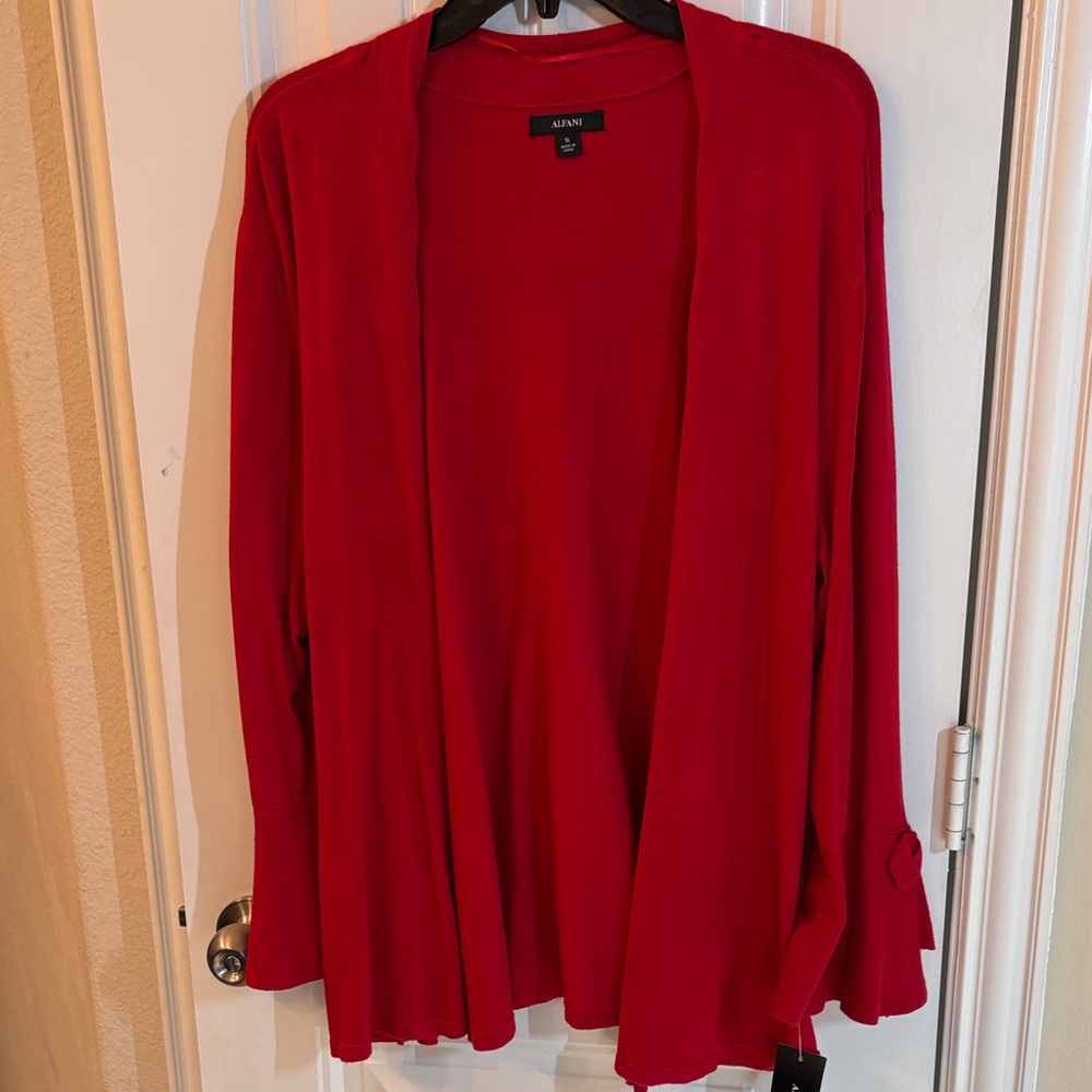 Alfani Red Open Front Cardigan